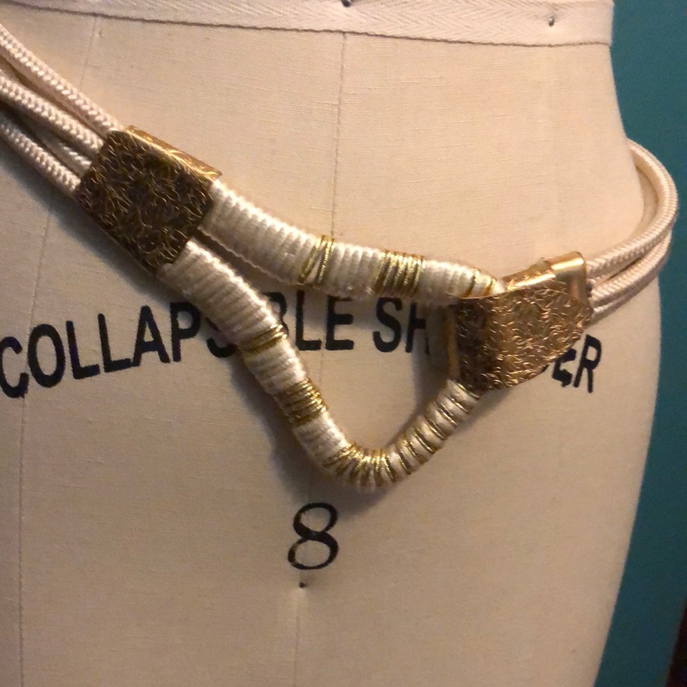 Vintage 80’s Cord Brass Gold Cream Belt